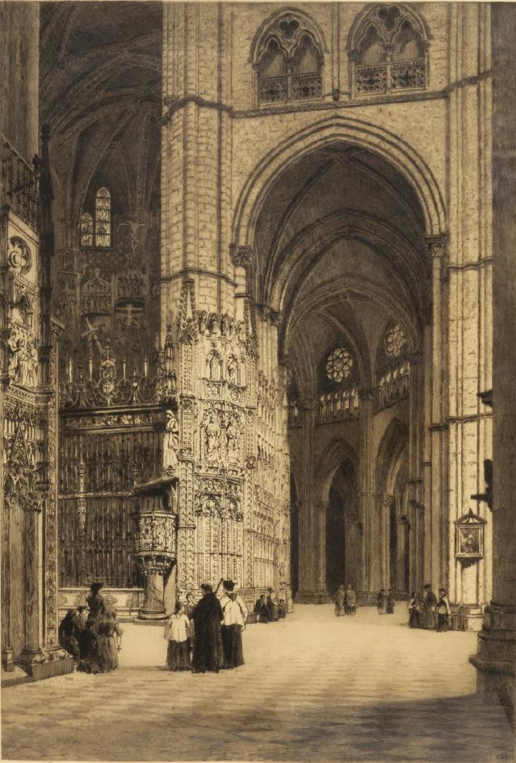 AXEL HAIG (D.1921) SIGNED ETCHING TOLEDO CATHEDRAL (1 of 4)