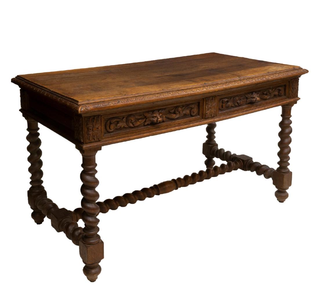 FRENCH OAK TWIST LEG LIBRARY WRITING TABLE (1 of 3)