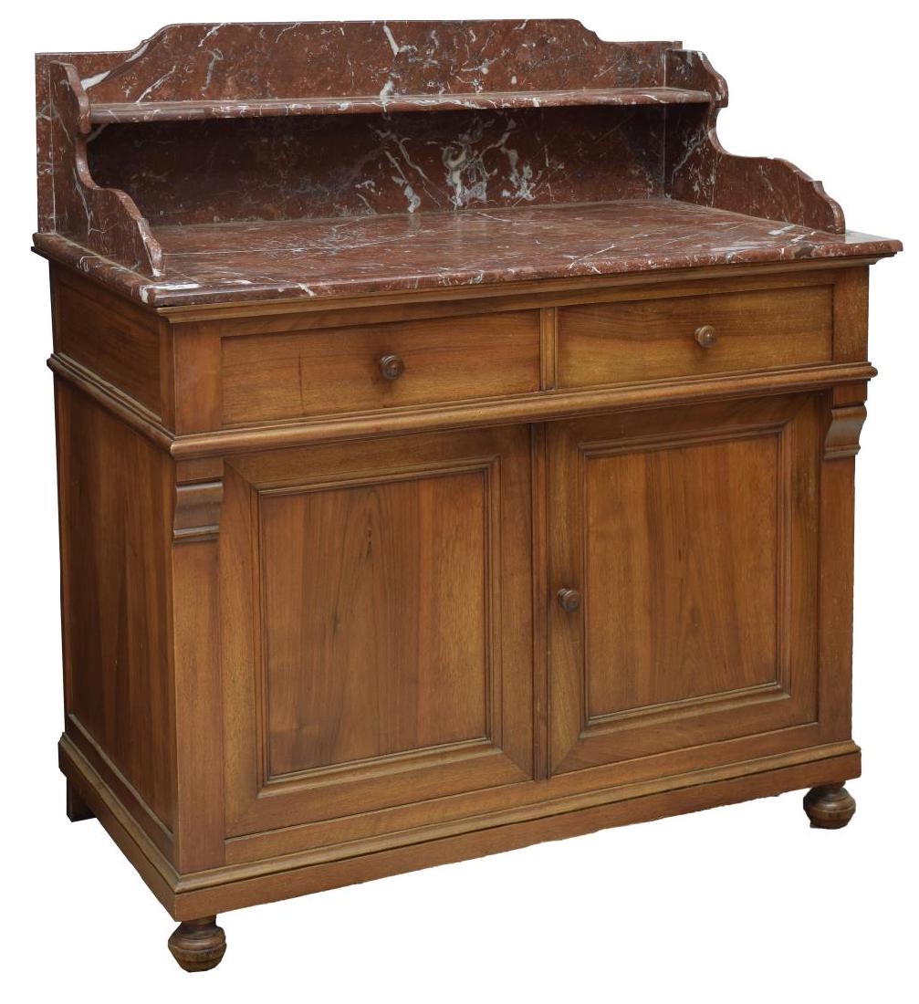 FRENCH MARBLE-TOP WALNUT WASH STAND CABINET (1 of 3)