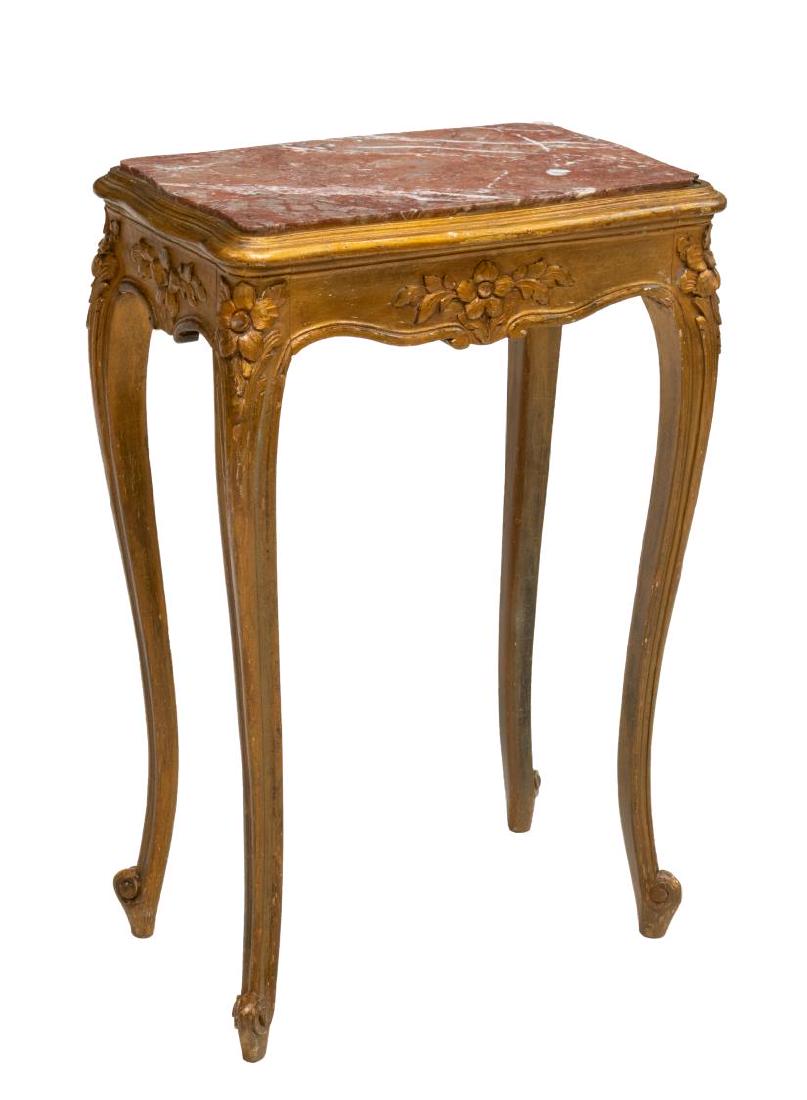 ITALIAN LOUIS XV STYLE MARBLE TOP GILT SIDE TABLE (1 of 2)