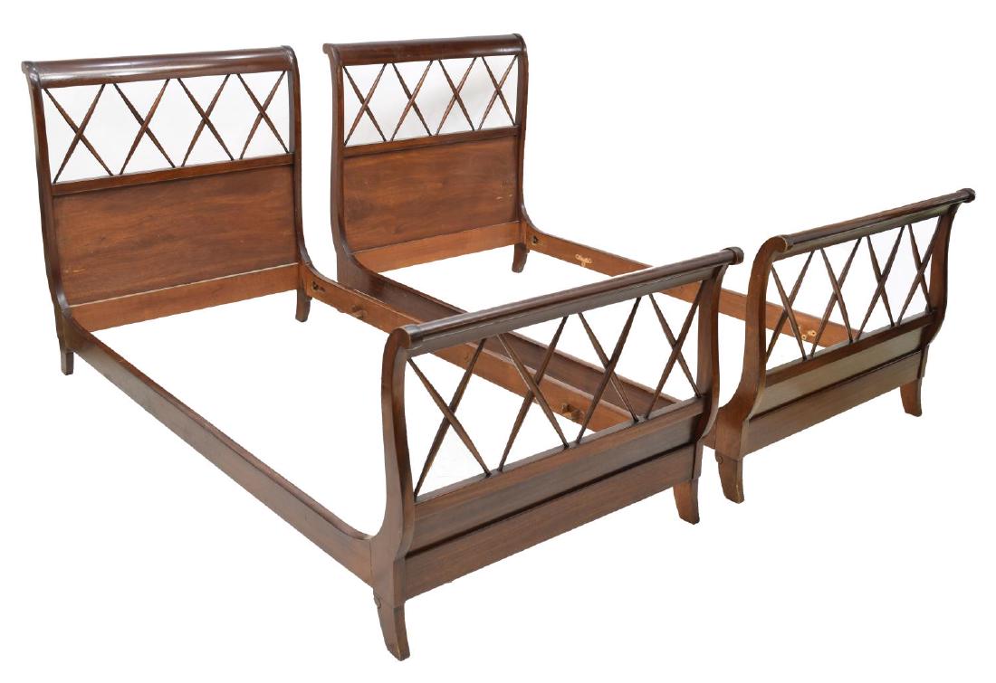 (PAIR) FRENCH CHARLES X STYLE SLEIGH BEDS (1 of 3)
