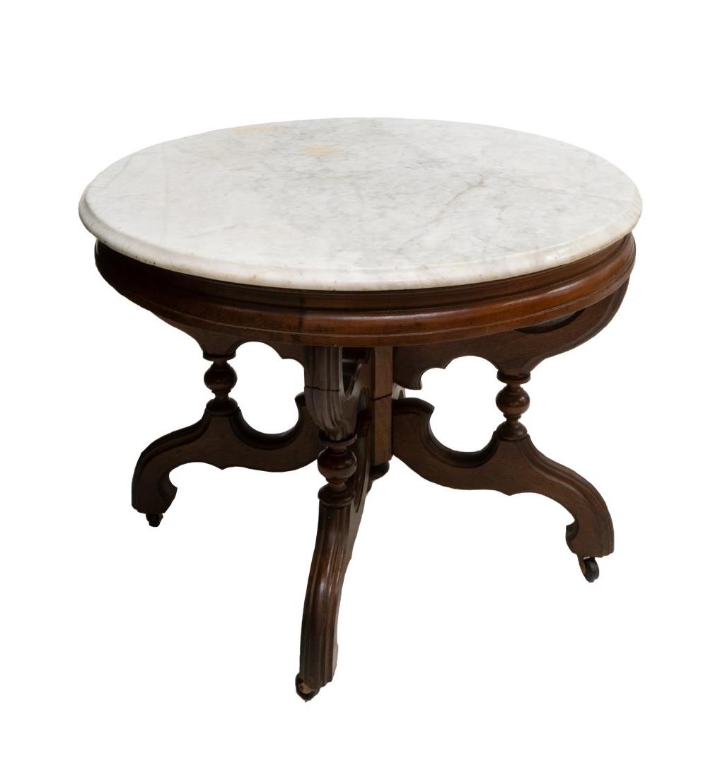 VICTORIAN MARBLE TOP WALNUT LOW TABLE (1 of 2)