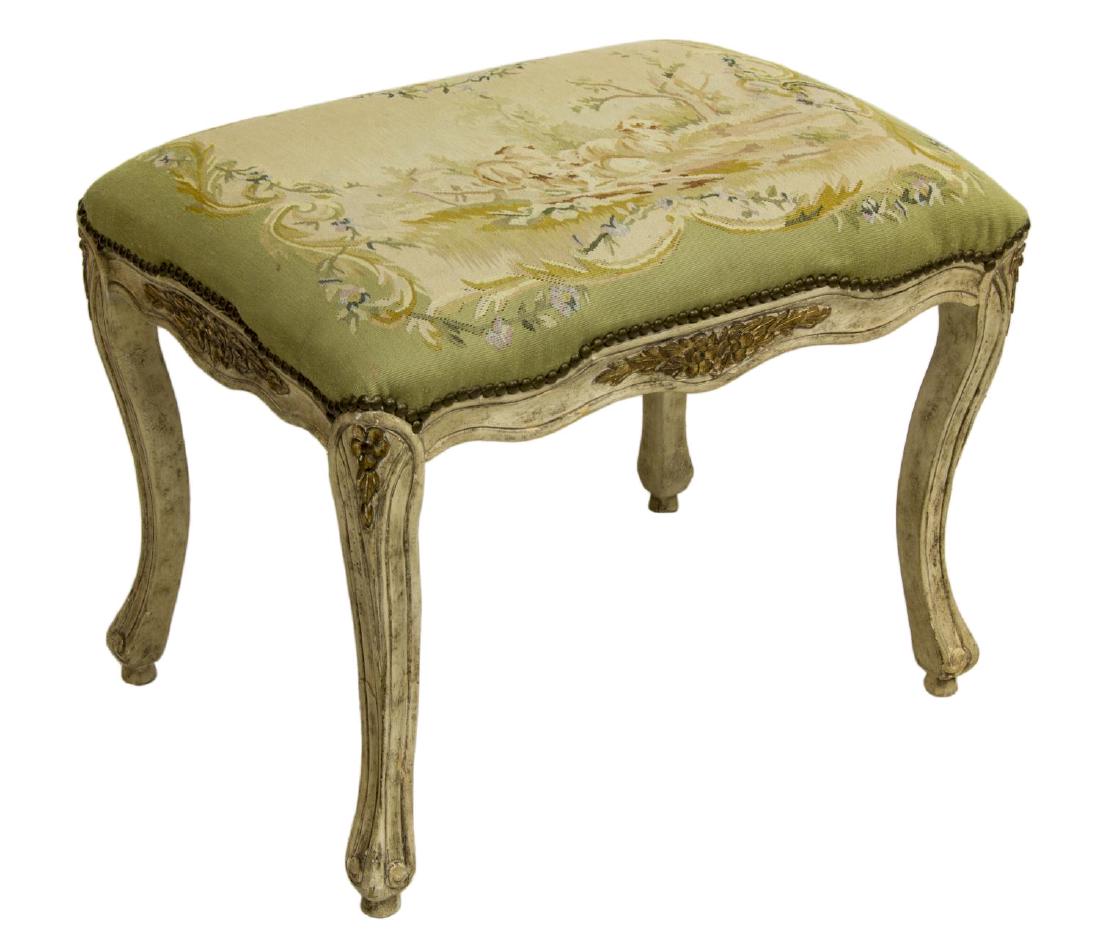 LOUIS XV STYLE TAPESTRY UPHOLSTERED OTTOMAN (1 of 2)