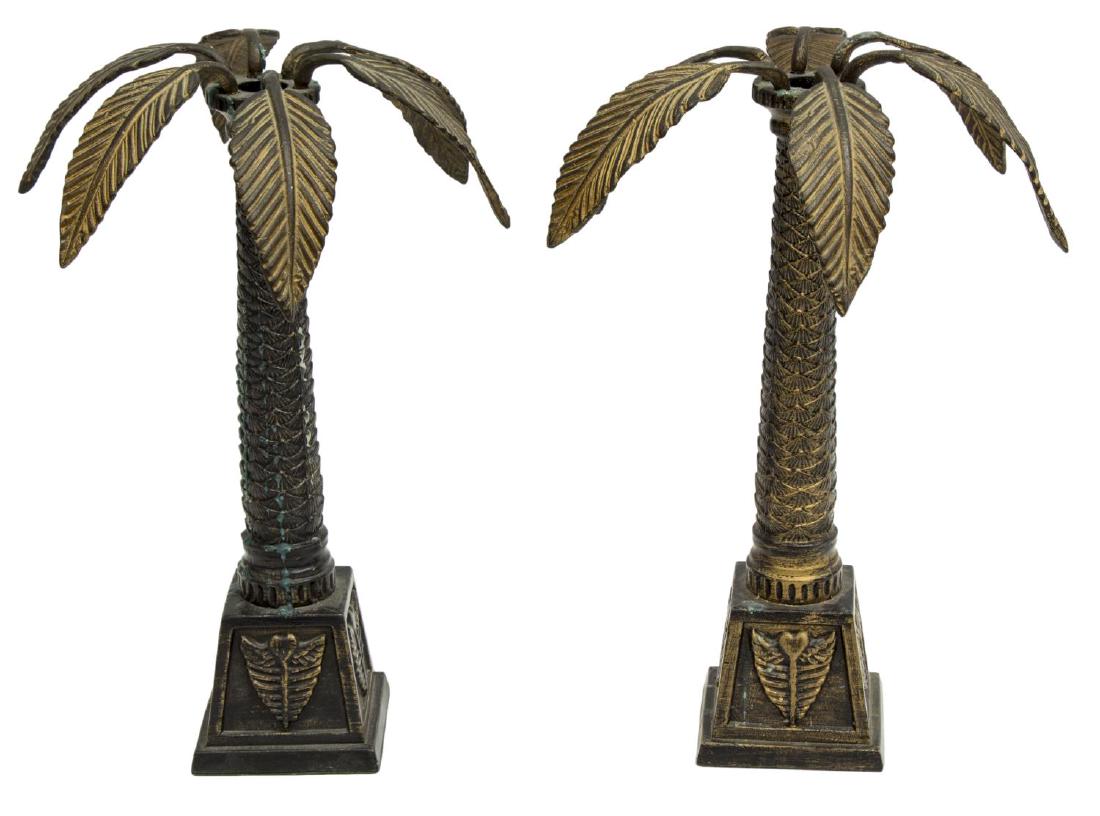 (PAIR) PALM TREE CANDLE HOLDERS (1 of 2)