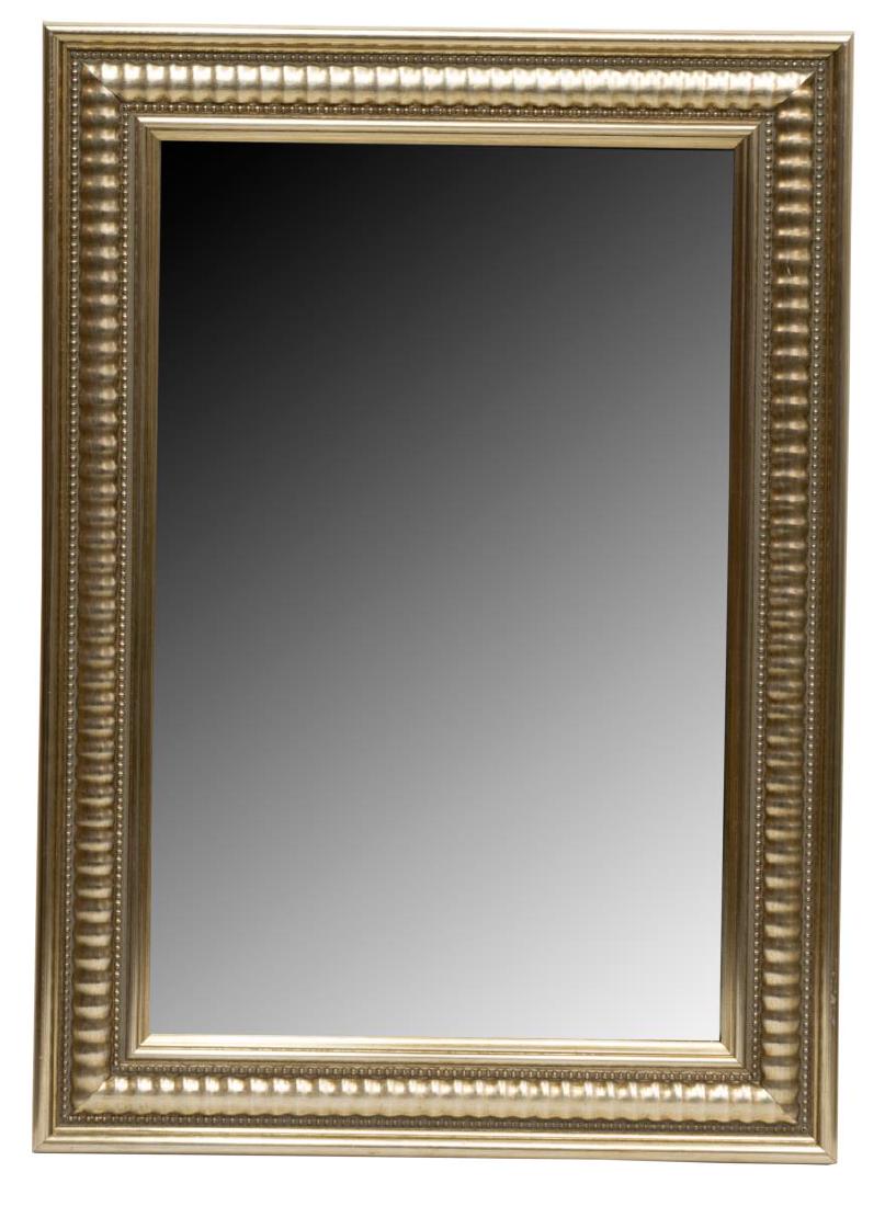 NEW UTTERMOST COMPANY 'BENNING' MIRROR: New Uttermost Company "Benning" mirror, silver leaf finish with champagne highlights, light grey glaze, beveled mirror plate, approx 35"h, 25"w, 16 lbs, SKU: 14236 *Provenance: Liquidation of recently