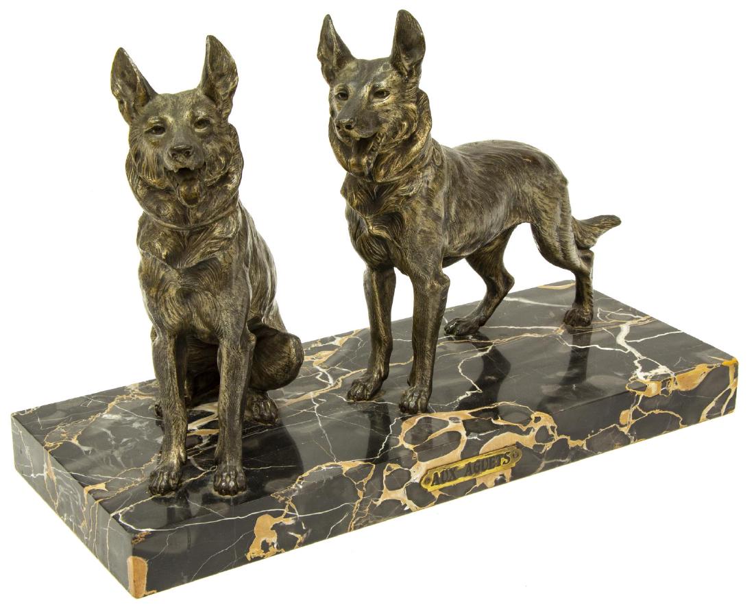 GERMAN SHEPHERD DOG SCULPTURE ON MARBLE BASE (1 of 4)