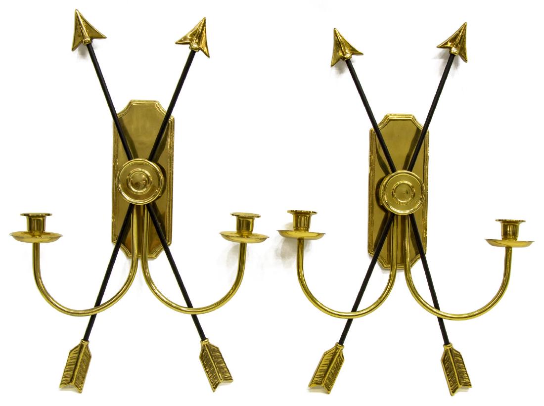 (2) DECORATIVE GILT BRASS & BLACK CANDLE SCONCES (1 of 2)