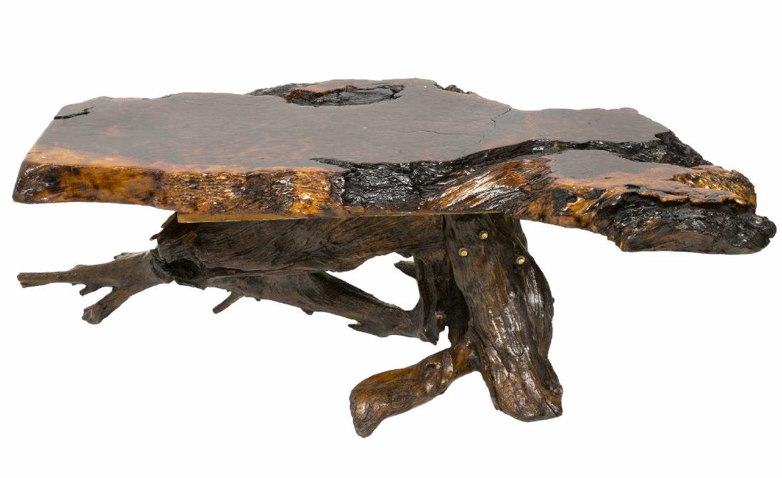LARGE MODERN ROUGH-HEWN SLAB TOP COFFEE TABLE (1 of 4)