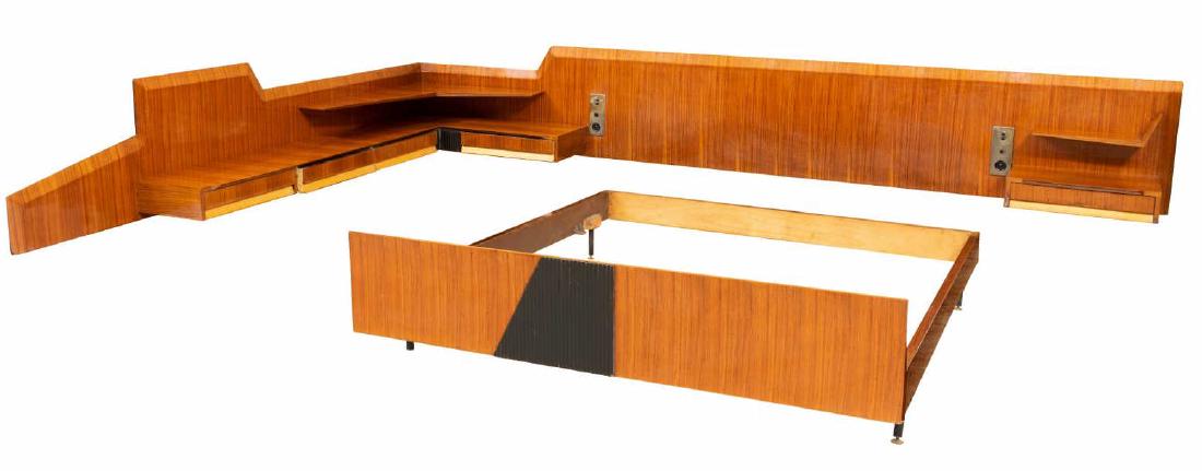 ITALIAN MID-CENTURY MODERN ROSEWOOD BED WALL UNIT (1 of 3)