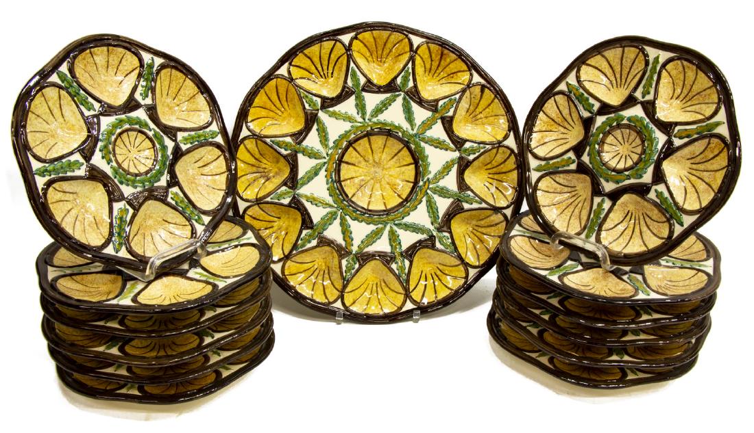 (13) FRENCH ST JEAN DE BRETAGNE FAIENCE OYSTER SET (1 of 3)