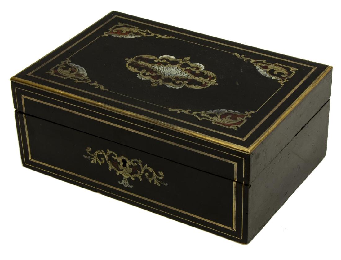 FRENCH NAPOLEON III EBONIZED FITTED SEWING BOX (1 of 4)