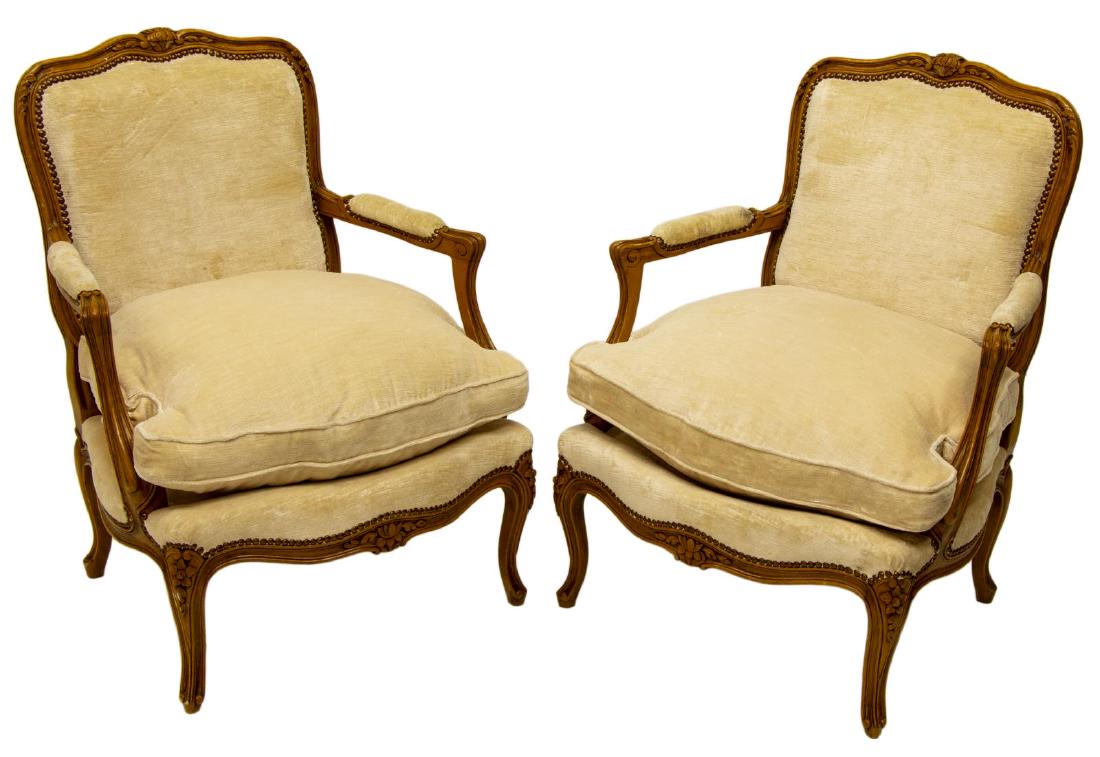 (2) FRENCH LOUIS XV STYLE FAUTEUIL ARMCHAIRS (1 of 2)