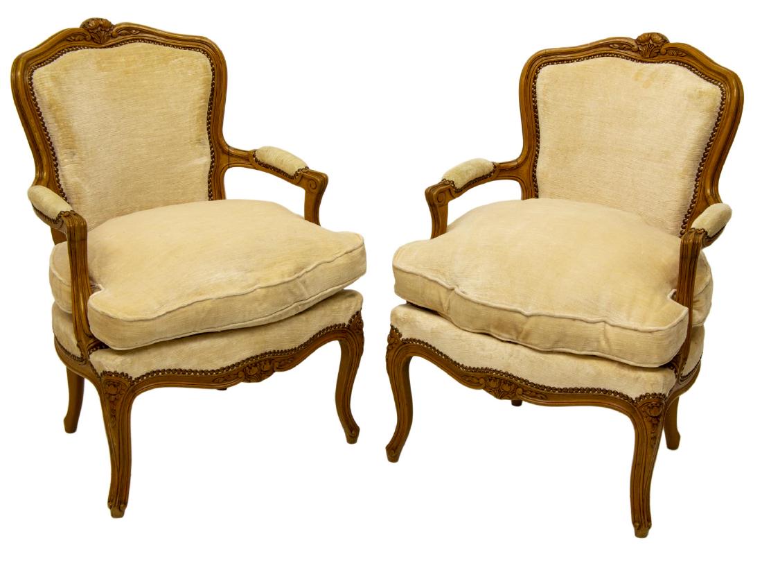 (2) FRENCH LOUIS XV STYLE FAUTEUIL ARMCHAIRS (1 of 2)
