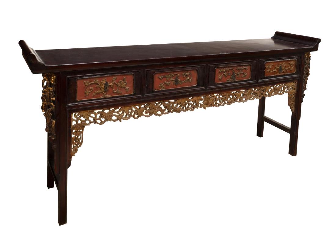 CHINESE CARVED PARCEL GILT LONG ALTAR TABLE (1 of 1)