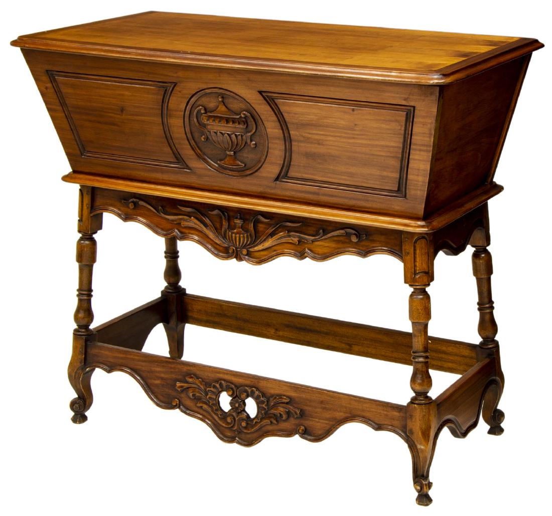 FRENCH WALNUT DOUGH BIN ON STAND (1 of 4)