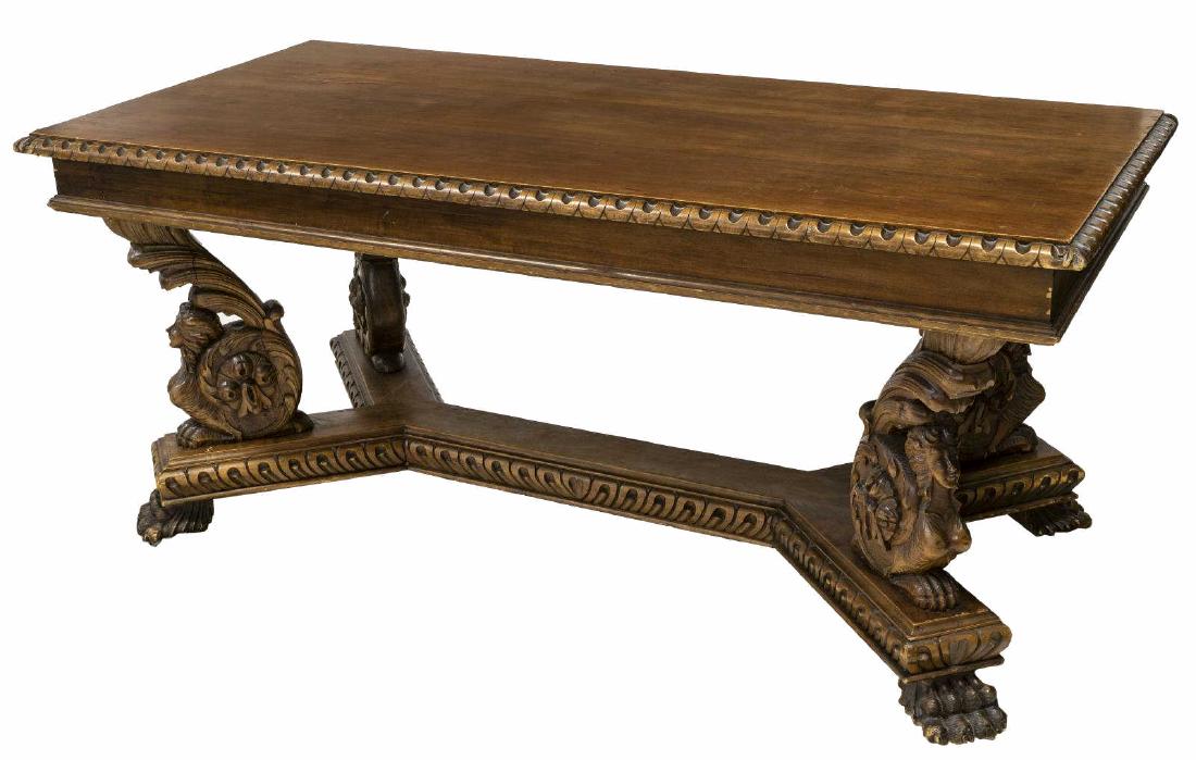 ITALIAN FIGURAL CARVED WALNUT DINING TABLE (1 of 4)