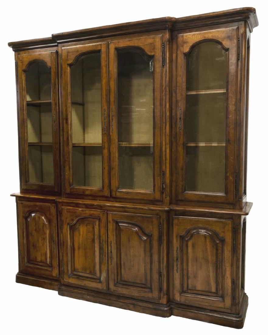 FRENCH LOUIS XV STYLE GLAZED OAK BOOKCASE CABINET (1 of 2)