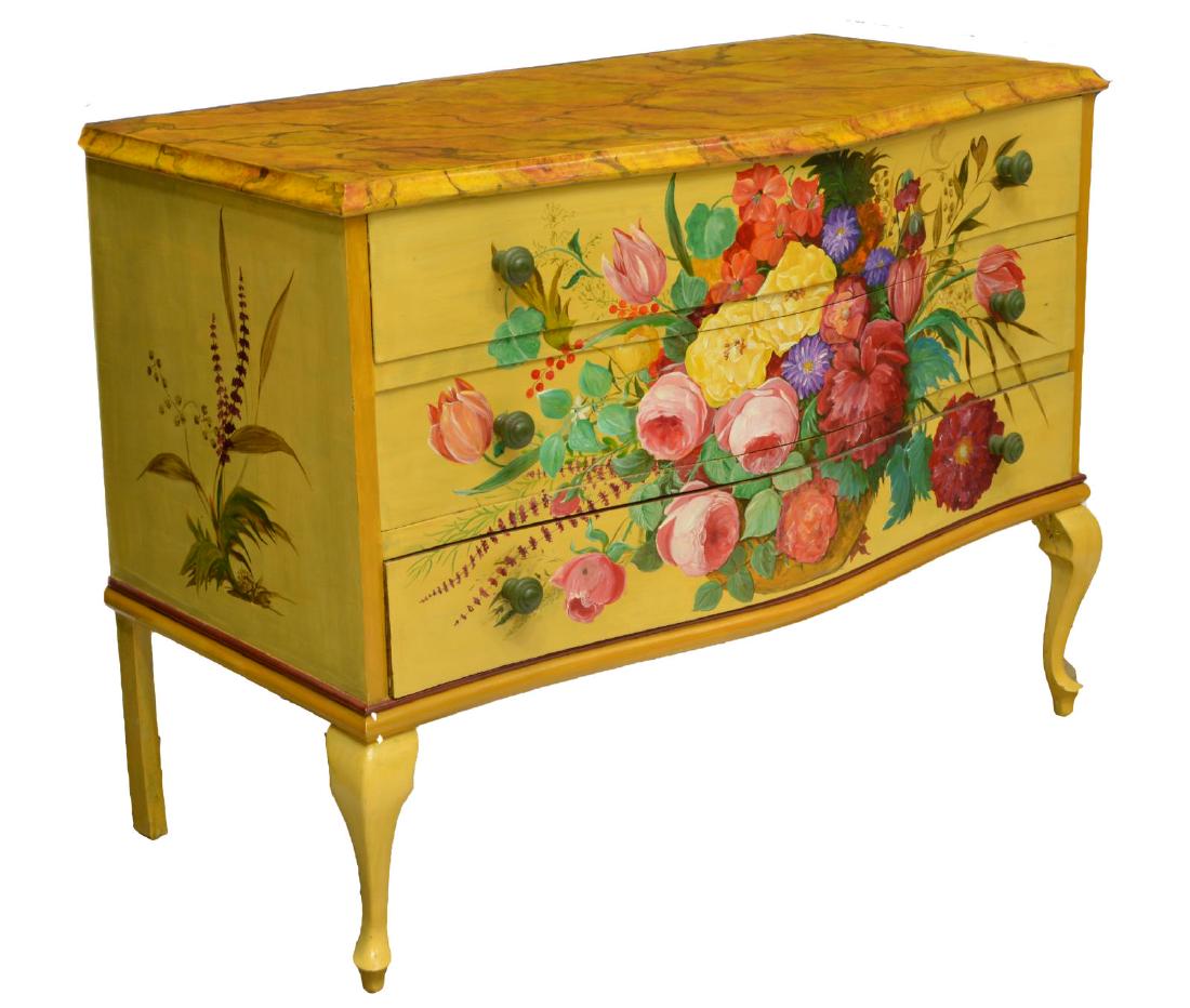 FRENCH LOUIS XV STYLE PAINTED CHEST OF DRAWERS (1 of 2)