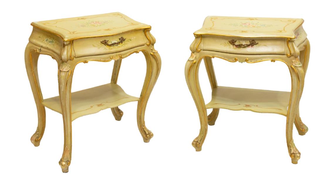 (2) VENETIAN LOUIS XV STYLE PAINTED BEDSIDE TABLES (1 of 3)