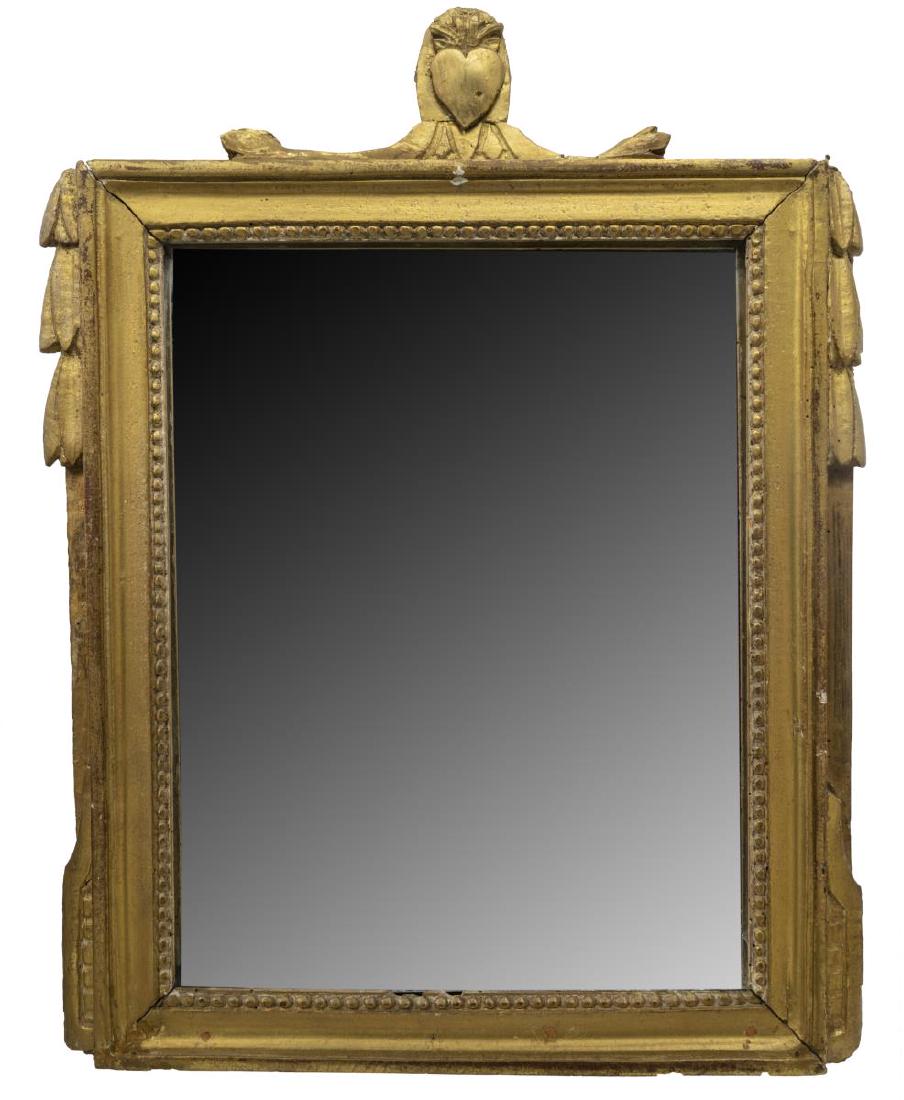 FRENCH GILTWOOD FLAMING HEART CREST WALL MIRROR (1 of 3)