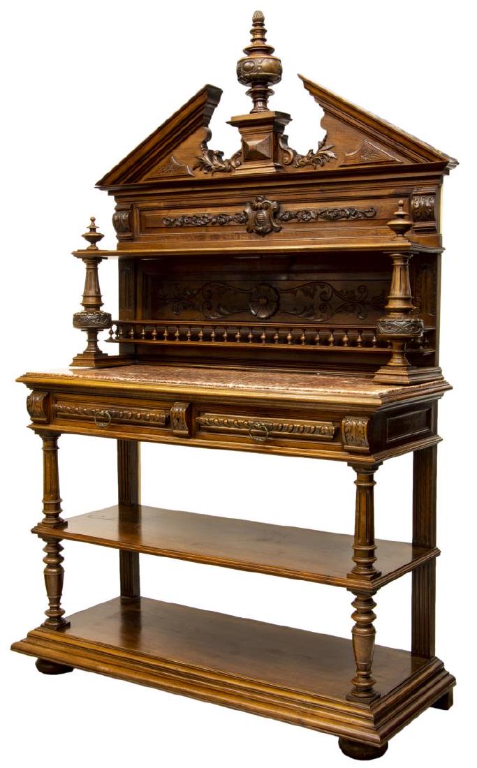 FRENCH HENRY II STYLE MARBLE-TOP WALNUT SERVER (1 of 2)