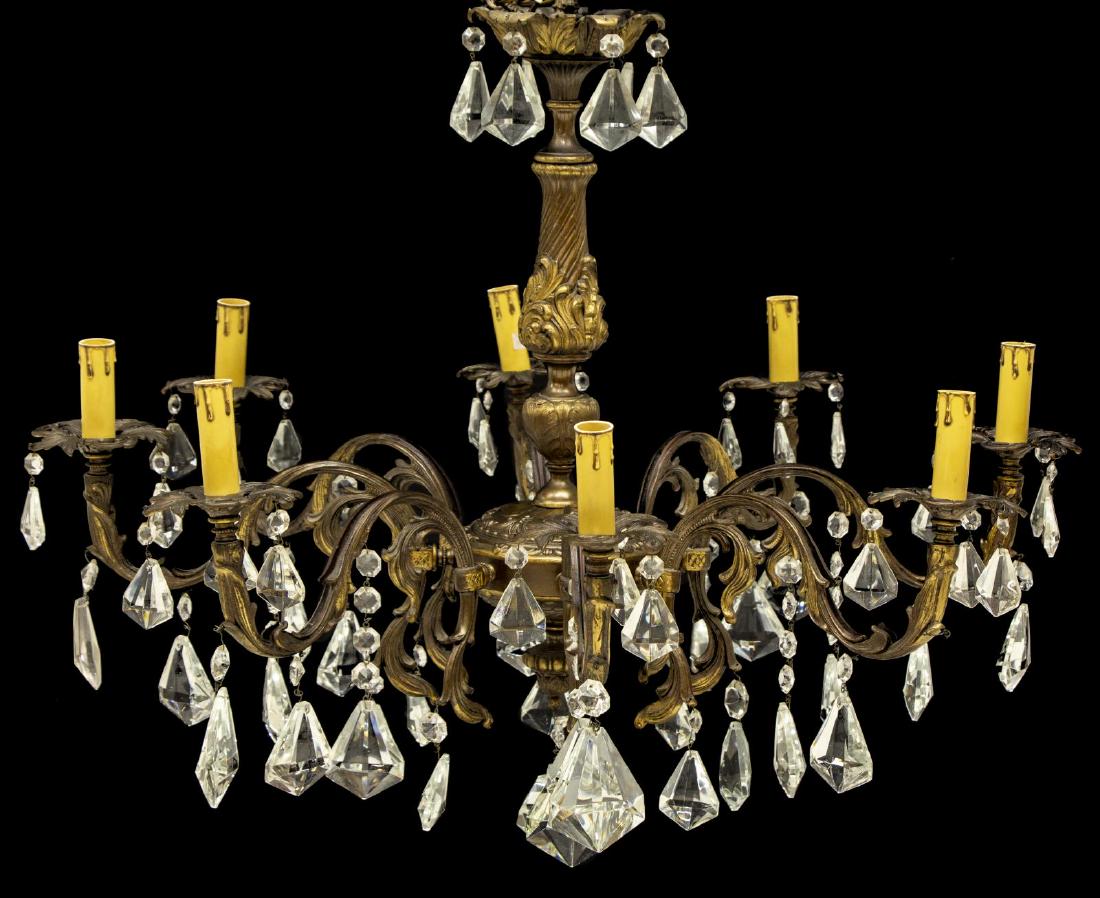 ITALIAN METAL AND CRYSTAL EIGHT-LIGHT CHANDELIER (1 of 2)