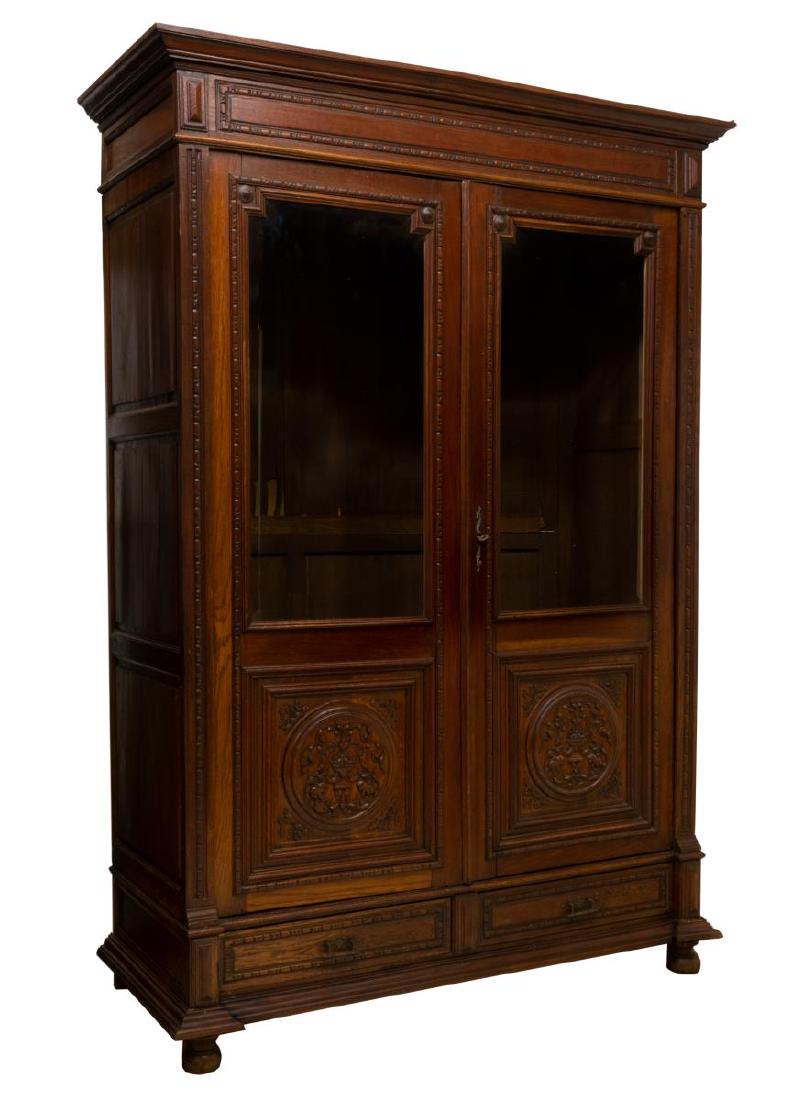 CONTINENTAL OAK GLAZED CABINET BOOKCASE (1 of 3)