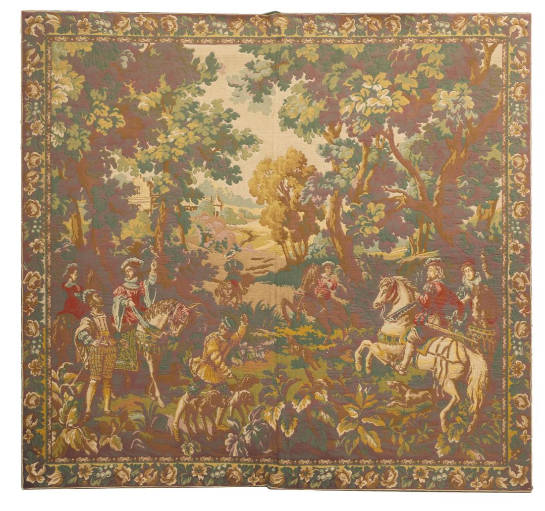 MACHINE-WOVEN TAPESTRY HUNT SCENE (1 of 3)