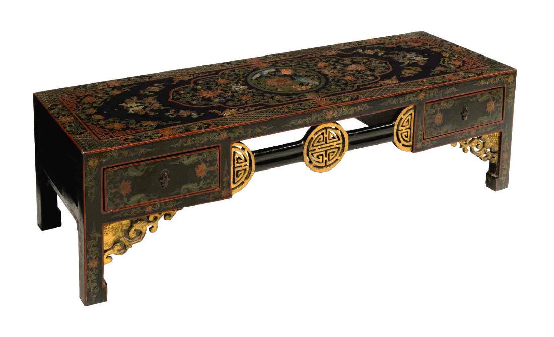 CHINESE PARCEL GILT BLACK LACQUER LOW TABLE (1 of 2)