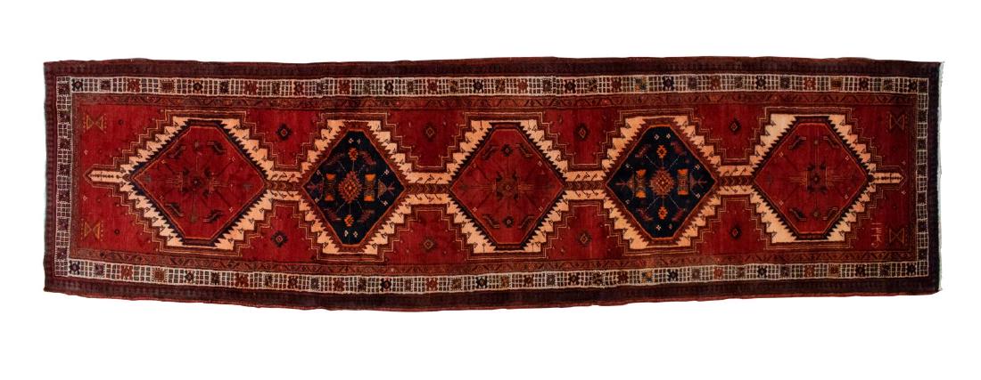 HAND-TIED WOOL PERSIAN SERAPI RUNNER, 14'0" X 3'5" (1 of 2)