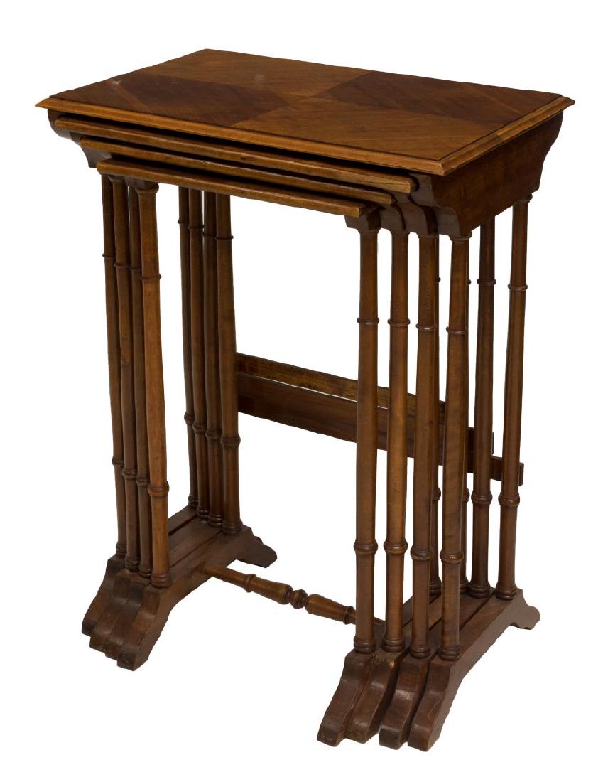 (4) ITALIAN WALNUT NESTING TABLES GRADUATED SIZE (1 of 2)