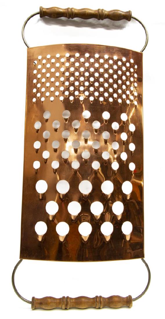 CURTIS JERE COPPER & WOOD CHEESE GRATER SCULPTURE (1 of 5)