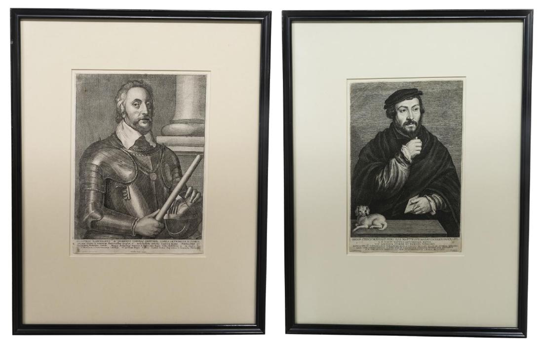 (2) 17TH C. PORTRAIT ETCHINGS, HOLBEIN & VAN DYCK (1 of 4)