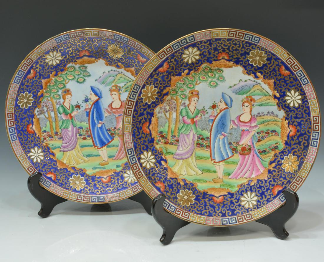 (2) LARGE CHINESE ENAMELED PORCELAIN CHARGERS (1 of 2)