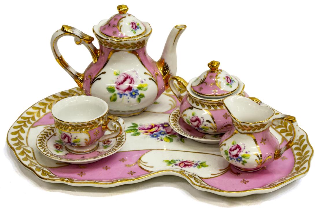 (7) REGAL PORCELAIN PARCEL GILT MINIATURE TEA SET (1 of 2)