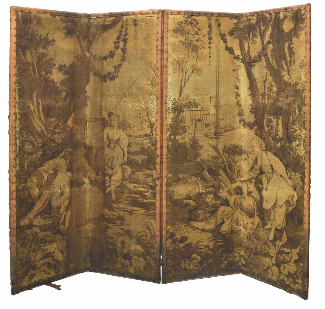 FRENCH STYLE TAPESTRY FOUR-PANEL DRESSING SCREEN (1 of 2)