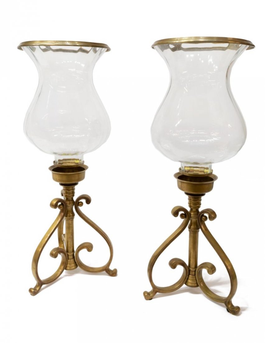 (PAIR) DECORATIVE CANDLE HURRICANE LAMPS (1 of 2)