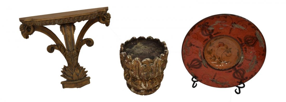 (3) DECORATIVE LOT INCLUDING WALL BRACKET, PLATE (1 of 3)