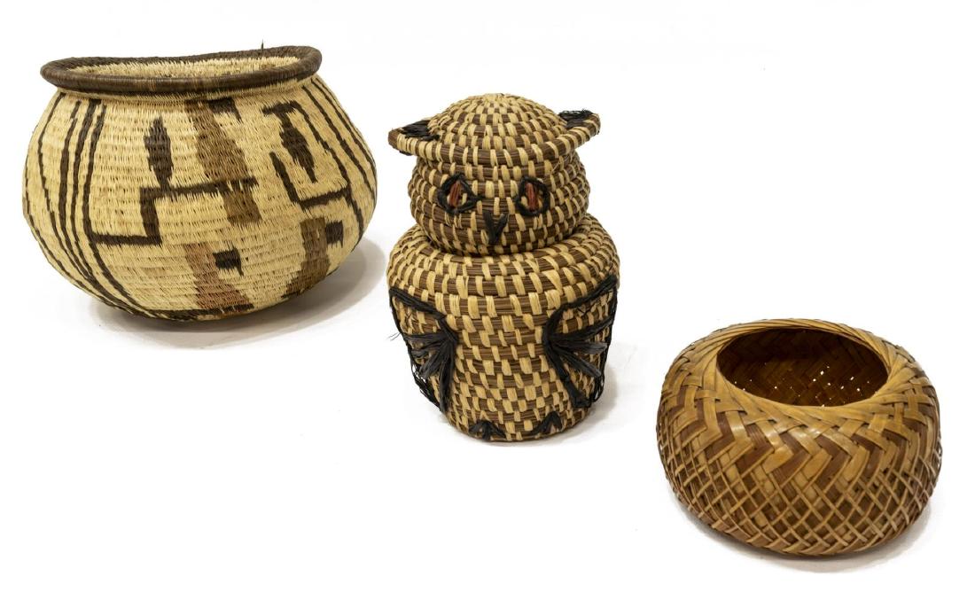 (3) WOVEN BASKETS, PAPAGO, WOUNAAN, ASIAN (1 of 4)
