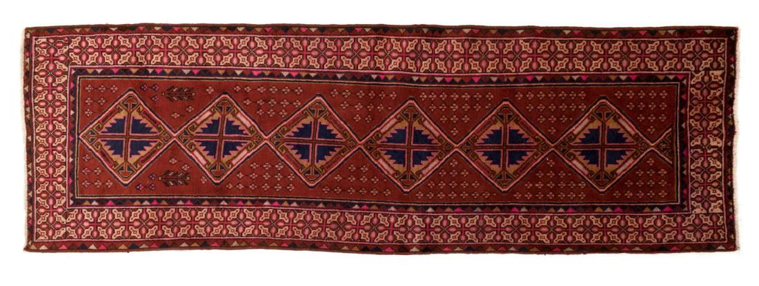 HAND-TIED PERSIAN SERAPI WOOL RUG 10'6" X 3'4" (1 of 3)