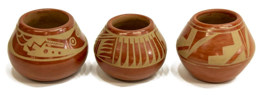 (3) SAN ILDEFONSO PUEBLO BURNISHED REDWARE POTTERY (1 of 3)