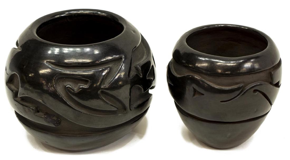 (2) SANTA CLARA PUEBLO INCISED BLACK POTS, TAFOYA (1 of 3)
