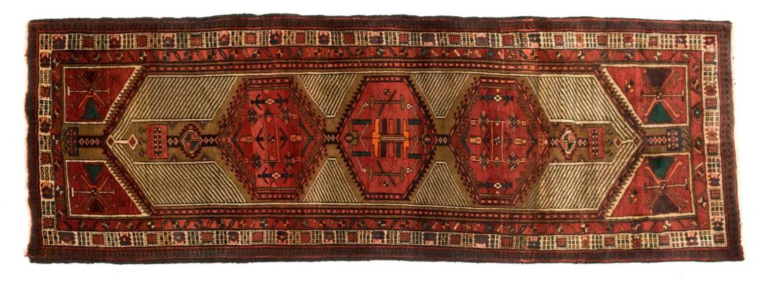 HAND-TIED PERSIAN KAZAK WOOL RUNNER 10'9" X 3'8" (1 of 3)