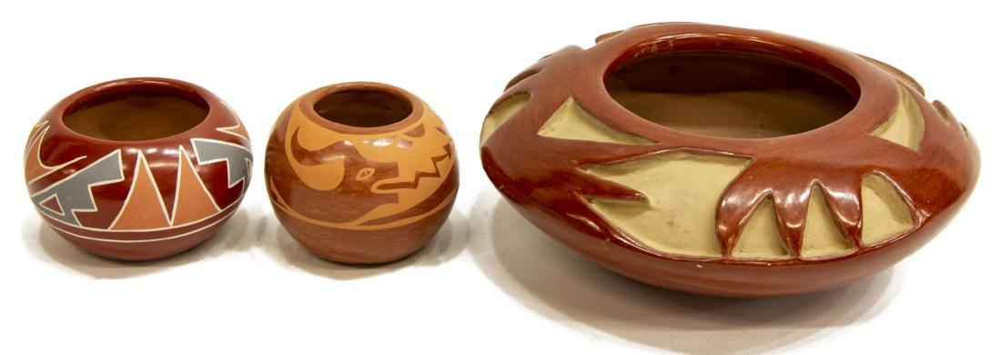 (3) SANTA CLARA PUEBLO REDWARE POTTERY, SIGNED (1 of 3)