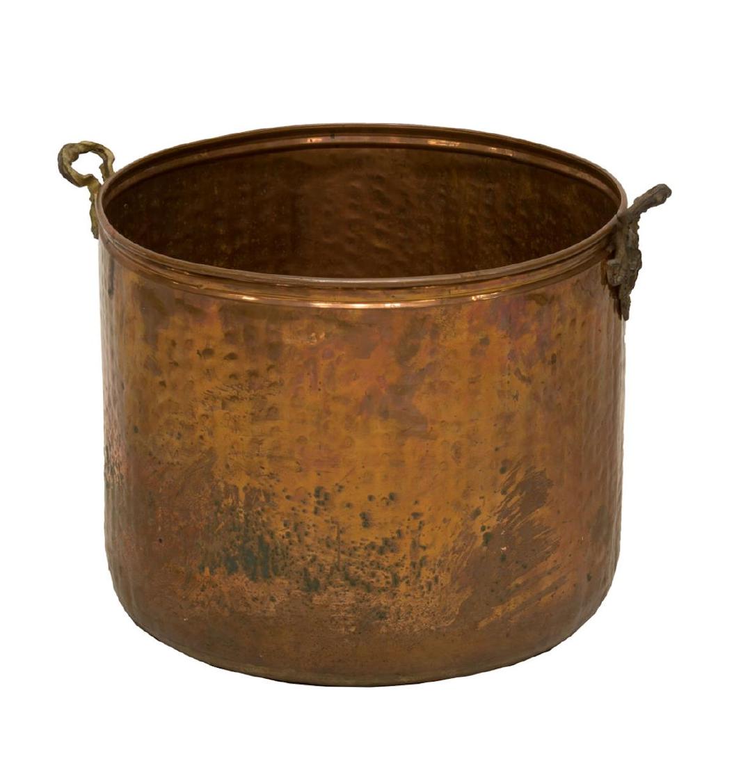 LARGE HAMMERED COPPER PLANTER JARDINIERE (1 of 2)