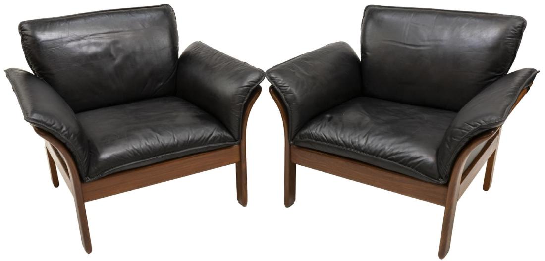 (PAIR) DANISH MID-CENTURY MODERN TEAK ARMCHAIRS (1 of 3)