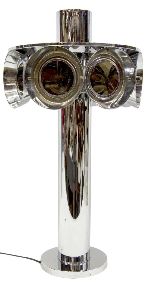 SPACE AGE CHROMED STEEL 8-LIGHT TABLE LAMP (1 of 2)
