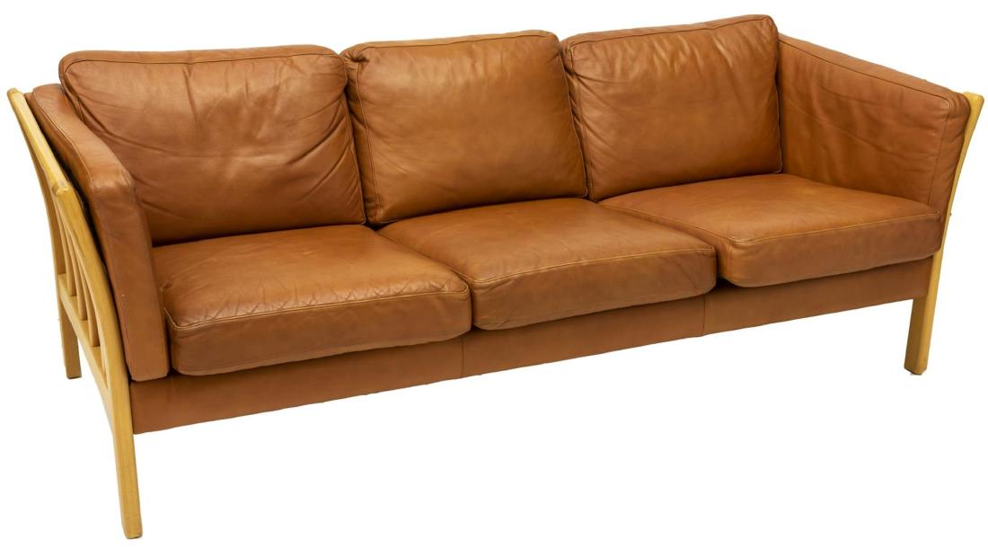 DANISH MODERN LEATHER THREE SEATER SOFA (1 of 3)