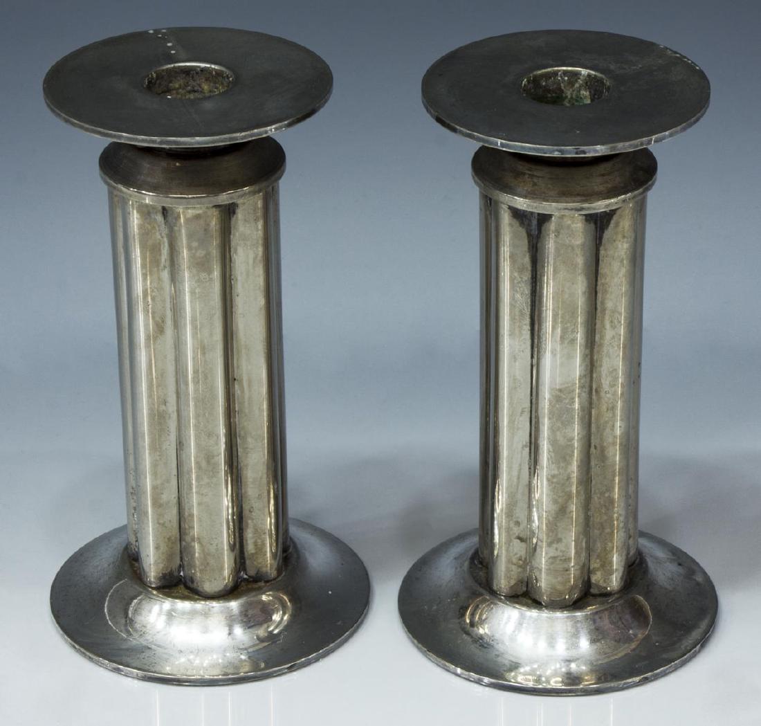 ROBERT STERN SWID POWELL SILVERPLATE CANDLESTICKS (1 of 2)