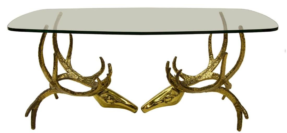ALAIN CHERVET FRENCH MODERN BRASS DEER HEAD DININGTABLE (1 of 7)